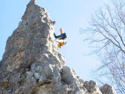 Klettern im Blautal am Spitzen Stein
